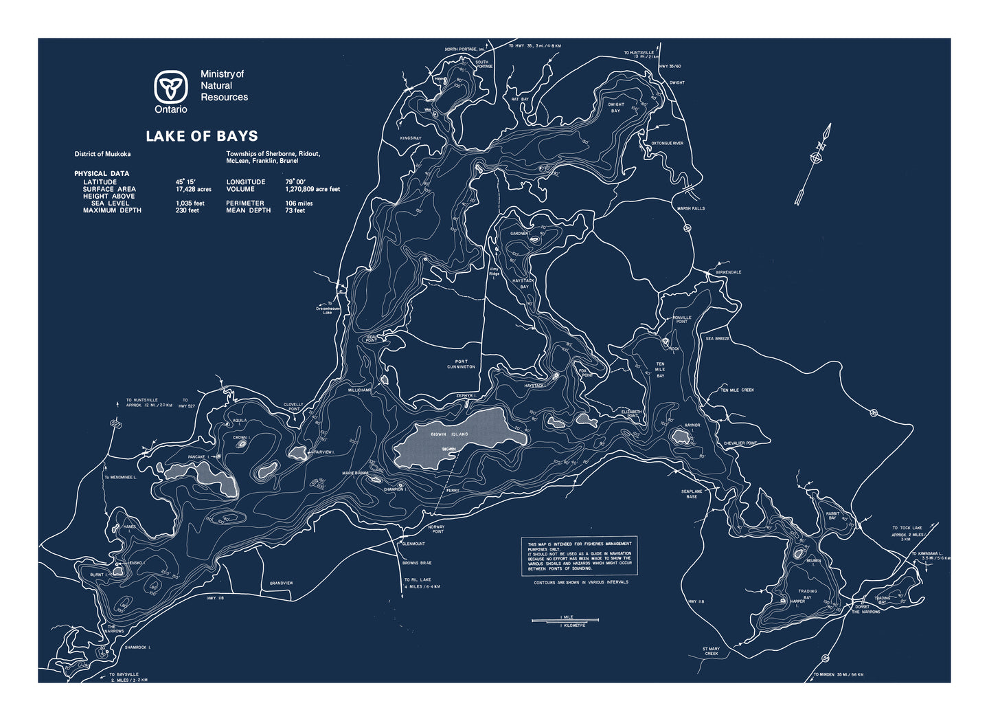 Lake of Bays Bathymetric Map