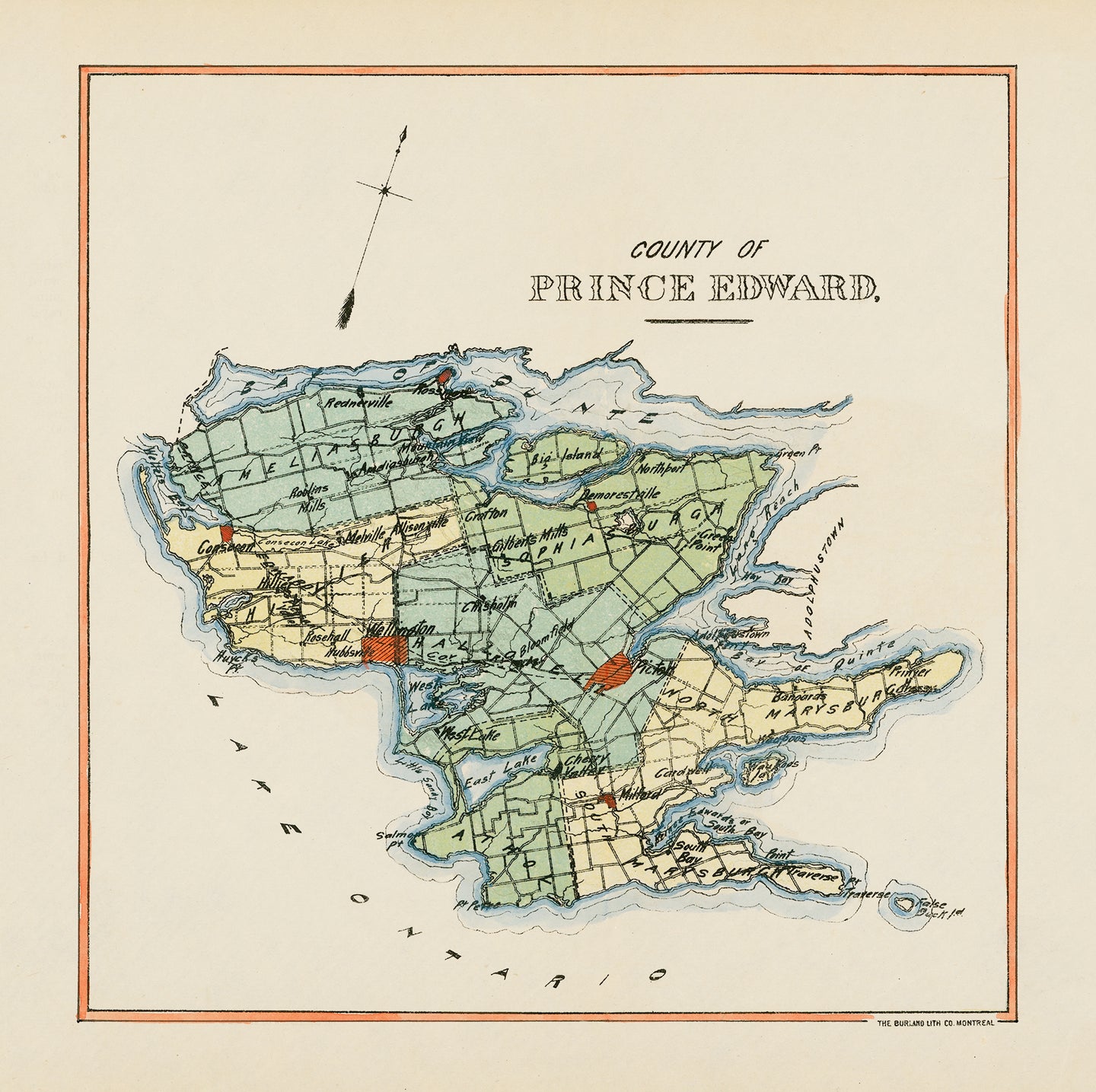 Prince Edward County Map - 1853