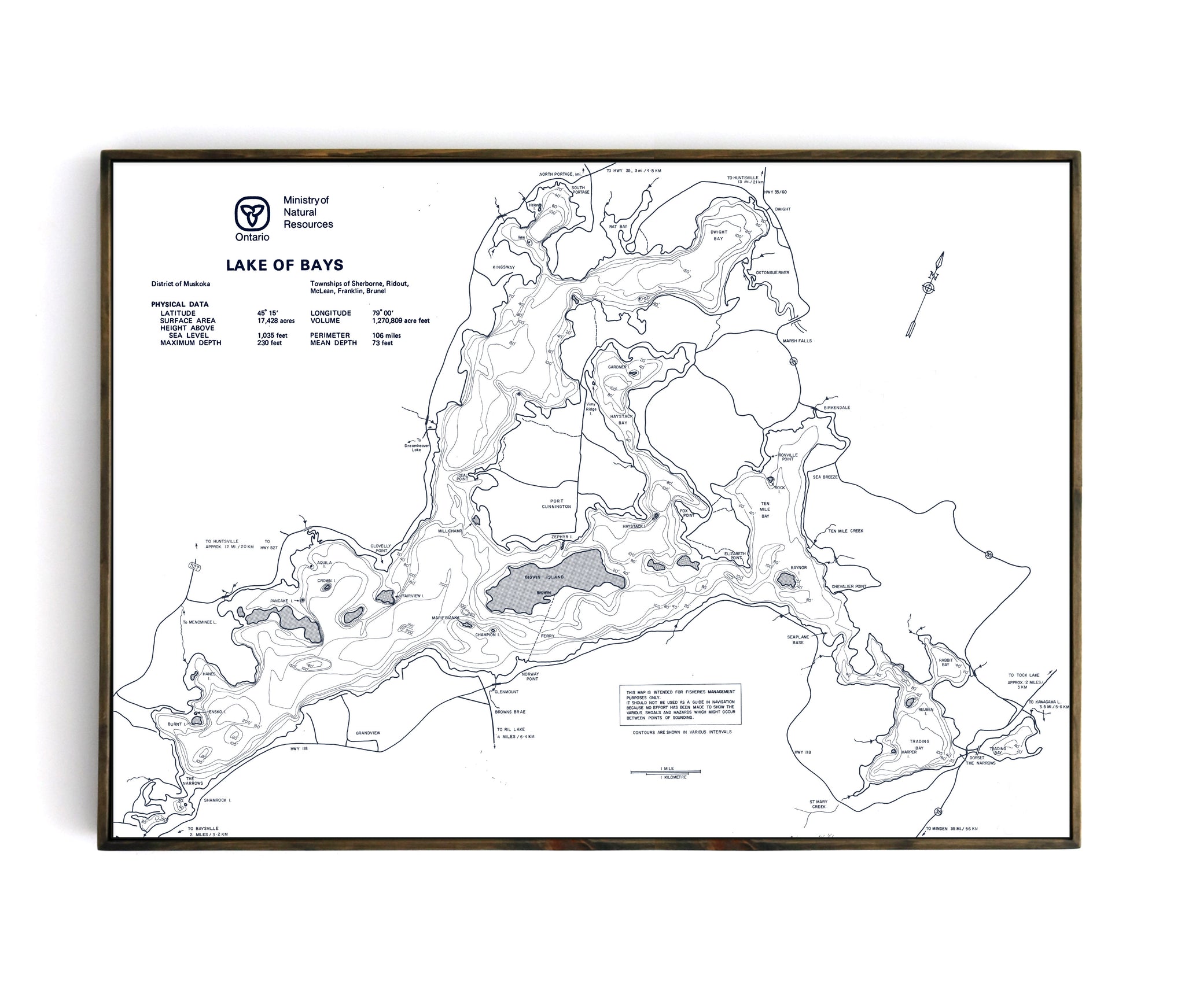Lake Of Bays Bathymetric Map Grand Trunk Trading Company lake-of-bays-bathymetric-map-grand-trunk-trading-company